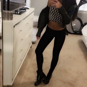 Black Velour Fitted Tractr Pants